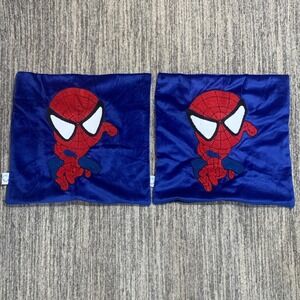 Marvel Spiderman Throw Pillow Covers 2 Pack Navy Blue Kids Room Decor 17x17 SOFT